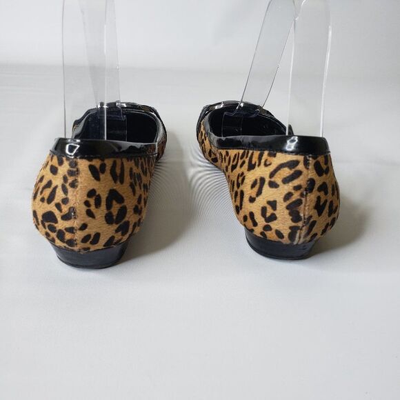 Franco Sarto Black Leopard Print Fur Cajun Flats 7 - Picture 9 of 16